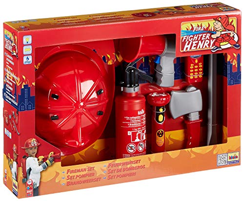 Theo Klein 8967 Fire Fighter Henry 7-teiliges Feuerwehr-Set I Inkl. Feuerlöscher mit Spritzfunktion und weiterem Zubehör I Spielzeug für Kinder ab 3 Jahren