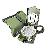 Gvolatee Kompass Militär Marschkompass mit Tasche für Camping, Wanderung, wandern Wasserdicht Wandern Militär Navigation Kompass mit Fluoreszierendem Design