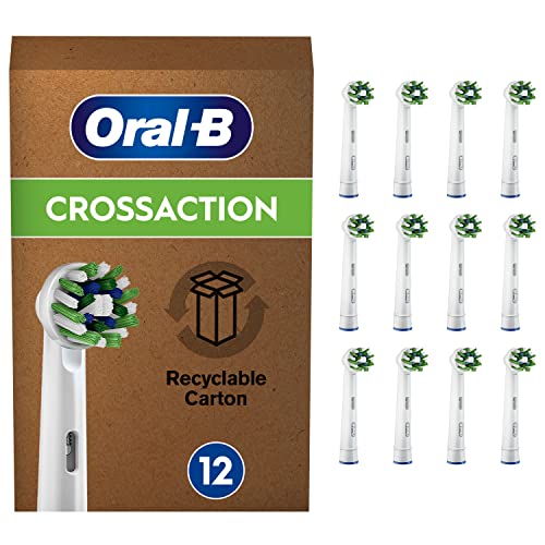 Oral-B CrossAction Aufsteckbürsten für elektrische Zahnbürste, 12 Stück, ganzheitliche Mundreinigung mit CleanMaximiser-Borsten, Zahnbürstenaufsatz für Oral-B Zahnbürsten, briefkastenfähige Verpackung
