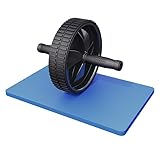 GORILLA SPORTS® Ab Roller - mit gepolsterter Kniematte, 27x18 cm, Gummi, Rutschfest, Schwarz - Bauchmuskeltrainer, Bauchroller, Bauchtrainer, Abs Trainer, Abdominal Wheel, für Zuhause, Bauchtraining