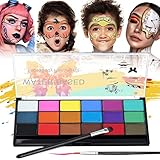 Janolia Gesichtsfarbe Kinderschminken Set, Body Painting Face Paint, Faschingsfarben Gesichtsbemalung mit Bürste, Perfekt Körperbemalung für Cosplay Weihnachten Karneval Halloween Ostern Themenpartys