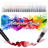 Amteker 24+1 Aquarellstifte Brush Pen Set, Malen, Pinselstifte mit Flexiblen Nylonspitzen, Wasserfarben Stifte Mädchen, Mädchen Geschenk 6-11 Jahre