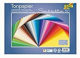 folia 6725/50 99 - Tonpapier Mix, 25 x 35 cm, 130 g/qm, 50 Blatt sortiert in 50 Farben - ideale Grundlage für vielseitige Bastelarbeiten