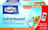 Toppits Gefrierbeutel Vorratspack, 1 Liter, 100 Stück, Standboden, Transparent