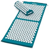 MAXXIVA® Akupressur-Set Matte 130 x 50 cm mit Kissen Yantramatte Fakirmatte stimuliert die Durchblutung löst Verspannungen Farbe wählbar (Petrol)