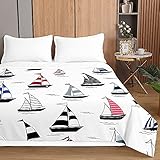 Highdi 3D Maritimer Druck Wendbar Sommer Bettdecke, Atmungsaktive Leicht Dünn Sommerdecke, Weich und Hautfreundlich Bettdecke, Tagesdecke für Sofaüberwurf Einzel Doppel (Weiß,150x200cm)