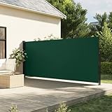Keyroto Seitenmarkise, einziehbar, dunkelgrün, 180 x 300 cm, Seitenmarkise, Windschutz, Balkon, Seitenvorhang für den Außenbereich