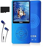 MP3-Player, Musik-Player mit 16GB Micro SD Karte, Ultra Slim Musik-Player mit eingebautem Lautsprecher, Photo Viewer, Video Play, FM Radio, Voice Recorder, E-Book Reader (Tiefblau)