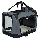 EUGAD Hundebox B60xH42xT42cm für kleine Hunde (Hundehöhe≤35cm&Hundelänge≤50cm&Gewicht≤12kg) Hundetransportbox Auto Reisebox Autobox Hundetasche Katzentasche Katzenbox Grau 0112HT