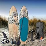 BRAST SUP Board Tribal Ocean Sixties Turtle & Natural | Aufblasbares Stand up Paddle Set | 320x81x15cm viele Modelle | inkl. Zubehör | 5 Jahre Garantie | Fußschlaufe Paddel Pumpe Rucksack | TRIBAL