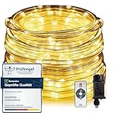 HAUSPROFI Led Lichterschlauch 20m 400LEDs lichterkette mit Fernbedienung für Innen Außen Strombetrieben 8 Mode Helligkeit dimmbar led Schlauch Lichtschlauch für Weihnachten, Party, Warmweiß, Ø5mm