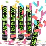 dellyy Konfettikanone*4, Konfettikanone xxl, Konfettikanone Biologisch Abbaubar, Konfettikanone Hochzeit, Party Popper, für Hochzeit, Party, Geburtstag, Silvester (Bunt)