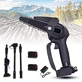 2-in-1 Akku Teleskop Hochentaster, Mini Kettensäge 6 Zoll, Bürstenloser Motor, 180cm, Kompakter Hochentaster mit 2×1,5Ah 21V Akku, Ideal für Baum- und Heckenschneiden (Schwarz)