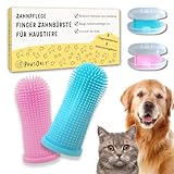 PawsOnly | Hundezahnbürste | Fingerzahnbürste für Hunde & Katzen | Zahnbürste Hund | Fingerlinge Zahnpflege | Dog Toothbrush | Katzenzahnbürste | Zahnputzfingerling Welpen Zähne Putzen (Blau + Rosa)