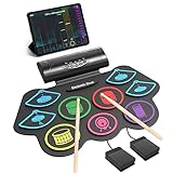 OYAYO Schlagzeug Elektronisch, 9 Pads Faltbares Elektronisches Schlagzeug mit Drumsticks, Tragrbares Elektrische Drum Set mit Bluetooth für Kinder, Anfänger Geburtstag und Geschenk