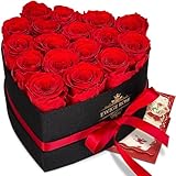 QHHENTOO 17 Infinity Rosen, Ewige Rot Rose Geschenke für Frauen, Konservierte Rose in Herzbox für Frauen Mutter zum Geburtstag Jahrestag Valentinstag Muttertag Weihnachten Hochzeitstag Rosenbox