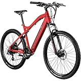 ZÜNDAPP Z898 E-Bike E Mountainbike 27,5 Zoll Pedelec 170-190 cm Hardtail MTB 24 Gang Elektro Fahräder Scheibenbremsen (rot, 48 cm)