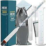 XIESK Professionell Alkoholmeter Hydrometer 0-100 VOL% für Alkohol, Destillate, Whisky, Wodka Etc, zur Test von hohe Alkoholgehalt, inkl. 250 ml Messylinder & DE Anleitung