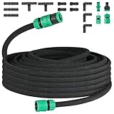 Tropfschlauch Set, Perlschlauch für Tropfbewässerung, Gartenschlauch für Bewässerung, Gärten, Rasen, Terrassen (30m)