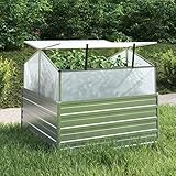 SXJEQOC Hochbeet mit Gewächshaus 100x100x85cm aus verzinktem Stahl für Garten Balkon Terrasse Outdoor Pflanzkasten mit offenem Boden und Stabiler Bauweise