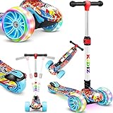 KIDIZ® Roller Kinder Scooter X-Pro2 Dreiradscooter mit PU LED Leuchtenden Räder Kinderroller faltbar Tret- höhenverstellbarer Cityroller für Jungen Mädchen 3-12 Jahre (Graffitiz)