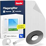 GAUDER Fliegengitter für Fenster (150 x 180 cm | schwarz) aus Polyester | Insektenschutz ohne Bohren | Fliegengitter mit Klettband | Fliegennetz & Mückennetz für Fenster
