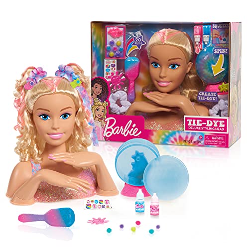 Barbie Blond Batik Frisierkopf Deluxe 30cm mit 22 Zubehörteilen für Styling-Spaß, ab 3 Jahren, Just Play