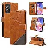 Rfvzubemok Kompatibel mit Samsung Galaxy A52 (5G / 4G) / A52S 5G Flip-Ständer Kartenschlitz-Geldbörsen-Schutzhülle Brown