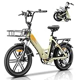 KAISDA EBike Klapprad 20 Zoll, Doppelbatterie 36V 20.8Ah Erwachsene E-Klapprad Elektrofahrrad Reichweite bis 75KM 7-Gang-All-Terrain E-Bike Herren für MTB, Strand & Schnee(Gelb)