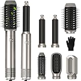 Semai 6 in 1 Air Styler set mit 1000W Haartrockner, Rundbürste, Warmluftbürste, Automatisch Volumen Föhnbürste, Airstyler für Alle Haartypen Für Glätten, Trocknen, Locken - Silber