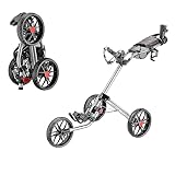 CaddyTek 3 Räder Golfwagen – Deluxe Quad-Fold Compact Push & Pull Caddy Trolley – Caddylite 15.3 V2 Silber