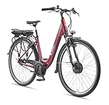 TELEFUNKEN E-Bike Damen 28 Zoll, Elektrofahrrad Frontmotor, 7-Gang Nabenschaltung, V-Bremsen - Pedelec Citybike, inkl. Fahrradschloss, RC845 Multitalent