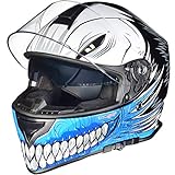 RT-824 Integralhelm Motorradhelm Kinderhelm Motorrad Integral Roller Helm rueger, Farbe:Blue Hollow, Größe:L (59-60)