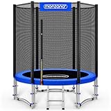 Monzana® Trampolin Ø 183 cm TÜV Süd GS Zertifiziert Komplettset inkl. Sicherheitsnetz, Leiter, Randabdeckung & Zubehör Kindertrampolin Gartentrampolin