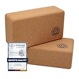 Yoga Block 2er Set VonBueren | Yogablöcke aus Kork | 22 x 12 x 7,5 cm je Yogablock | Yogazubehör für Damen und Herren | Hatha Klotz | Yogaklötze