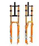 splumzer Fahrrad Federgabel 26/27.5/29' für Mountainbike DH Air Double Shoulder Downhill Abseilen Stoßdämpfer Straight Tube Ultralight Fahrrad Stoßdämpfer Zugstufeneinstellung (26 Zoll, Orange)