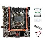 Qerwsdty X99E Hauptplatine + E5 2673 V3 CPU + Wärmeleitpaste für Unterstützung Von 4 DDR4 ECC RAM + Gigabit-LAN-Karte PCIEX16 + NVMe-Desktop-Mutterplatine