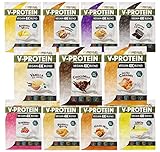 Vegan Protein Pulver PROBEN-PAKET, 11x30g Mix-Pack mit Schokolade, Vanille, Cookies & Cream, Himbeere, Haselnuss, Erdnussbutter, Blaubeere und viele weitere, unglaublich leckere Geschmacksvarianten