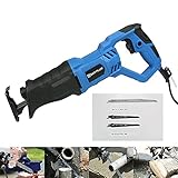 Säbelsäge, 900W Elektrischer Fuchsschwanz Reciprosäge mit 5 Sägeblättern, Elektro Säge 2800RPM max. 160 mm Schnitttiefe Handsäge Set für Holz & Metall & Aluminium