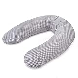 Theraline Stillkissen & Schwangerschaftskissen Dodo Pillow Premium - 180 cm inkl. Bezug aus Baumwolle - Leise und feine Perlen, schadstoffgeprüft, maschinenwaschbar - Punkte Grau