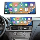 Road Top CarPlay Bildschirm, 12,3 Zoll Autoradio Touchscreen für BMW X3 X4 Serie F25mit CIC System(2010-2013 Jahr), Autoradio mit schmaler Blende, kompatibel mit Apple CarPlay/Android Auto/MirrorLink