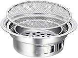 PNAJFUEL Gasgrill Edelstahl Holzkohlegrill Rund Antihaft-Grillgitter Tragbar Für Outdoor Camping Bbq