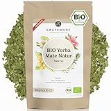 Yerba Mate Tee Bio, Das Original, 100g loser Matetee, hoher Koffeingehalt, ungeröstet, luftgetrocknet, im Labor analysiert, Mateblätter in Deutschland abgefüllt, Gräfenhof Premium Qualität