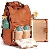 Baby Uma Wickeltasche mit Wickelunterlage - Wickelrucksack mit isolierten Flaschenhaltern, Windeltasche mit großer Kapazität für Unterwegs, Kunstleder Wickeltasche Kinderwagen, Rucksack mit Laptopfach