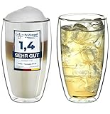 Creano 2er Set doppelwandige Latte Macchiato-Gläser 400ml „DG-SH“ - großes Doppelwandglas aus Borosilikatglas - Kaffeegläser - Teegläser - Thermoglas