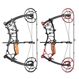FQH Bogenschießen Compound-Bogen Pfeile und Kugeln Dual Purpose 45-70lb Tension Adjustable Jagdbogen kurzen Radstand 18 Zoll IBO 380FPS für Outdoor-Jagd Zielschießen (Rot)