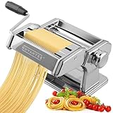 Nudelmaschine, manuelle Handpresse, verstellbare Dickeneinstellungen, Nudelmaschine mit waschbaren Rollen und Schneider aus Aluminiumlegierung, perfekt für Spaghetti, Fettuccini, Lasagne