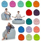 HomeIdeal - Sitzsack 2-in-1 Funktionen Bodenkissen für Erwachsene & Kinder - Gaming oder Entspannen - Indoor & Outdoor da er Wasserfest ist - mit EPS Perlen, Farbe:Grau, Größe:110 cm Durchmesser