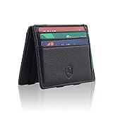 Kurt® Slim Magic Wallet mit Münzfach & RFID-Schutz | Kartenetui Herren & Damen | Kreditkartenetui klein | Mini Leder Geldbörse | Portmonee Portemonnaie | Geldbeutel -Schwarz
