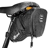 WOTOW Satteltaschen für Fahrrad - Wasserdicht Keilpack Satteltasche Fahrrad klein, Fahrradtasche Sattel mit wasserdichtem Reißverschluss und Rücklichthaken für Outdoor MTB Rennrad, etc Lagerung(1,5 L)